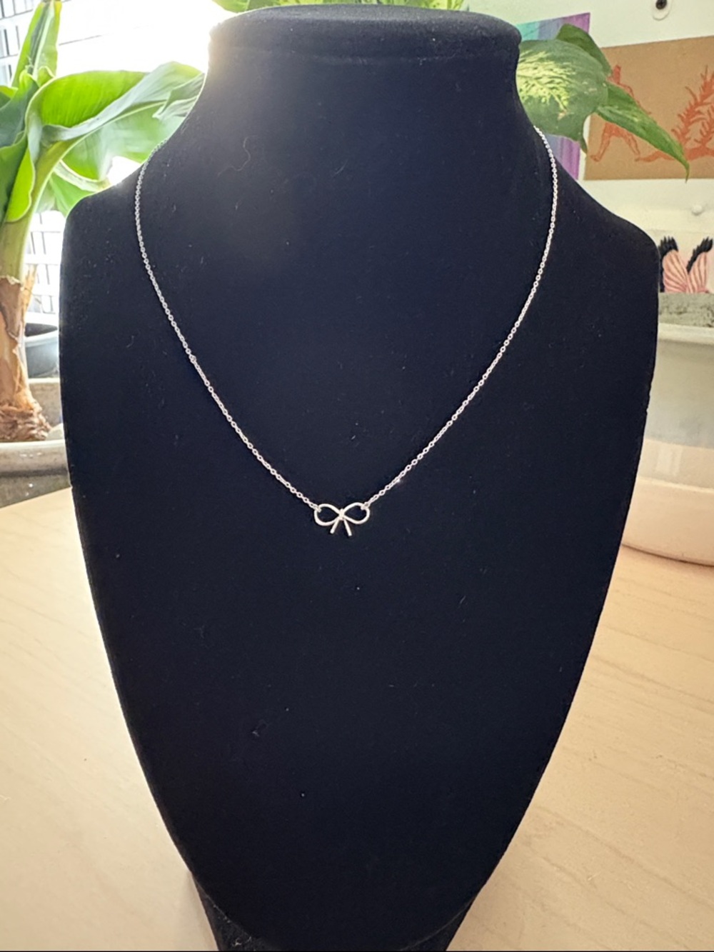 Delicate Silver Bow Necklace - Elegant Minimal Pendant